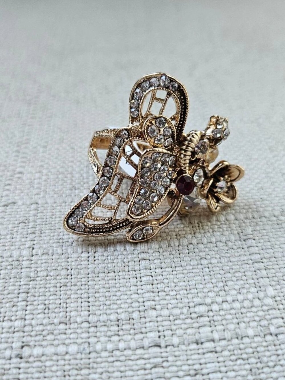 Butterfly Ring Fashion Women Ring Gold Tone Fashion Jewelry Ring Size 8 NW - Picture 5 of 11